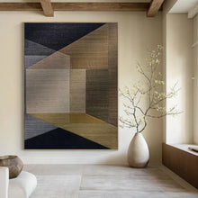 Load image into Gallery viewer, “Geometric Earth Tone Art” - Brown, Grey, Gold Abstract Art on Canvas DKH1134
