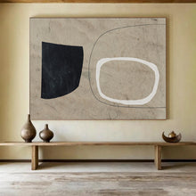 Load image into Gallery viewer, Minimalist Black, White, and Beige Shapes Abstract acrylic painting DLZ113