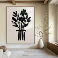 Load image into Gallery viewer, Minimalist Black - White Abstract Flower Art, Ideal for Contemporary Entryway & Artistic Dining Area LargeART2042