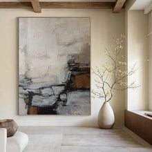 Load image into Gallery viewer, “Neutral Tones Abstract Composition” Abstract Painting on Canvas, Minimalist Decor DKH1007
