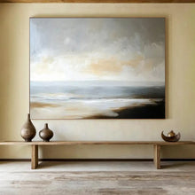 Load image into Gallery viewer, Hand - painted Minimalist Beach Horizon Acrylic Art for Scandinavian - Style Bedrooms LargeART1701