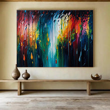 Load image into Gallery viewer, Rainy Abstract “Color Droplets” Painting on Canvas, Dynamic Weather Art DKH867