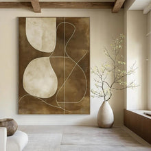 Load image into Gallery viewer, Brown and White Geometric Abstract Art for Mid - century Modern Living Room & Sophisticated Office Lounge LargeART0941