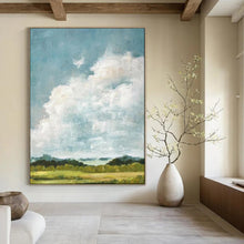 Load image into Gallery viewer, Blue and Green Cloudscape Abstract Painting, Suited for Country - Style Living Room & Creative Studio LargeART1878