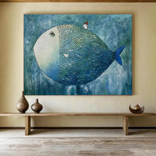 Load image into Gallery viewer, Whimsical Fish Abstract Painting for Kids’ Room & Eclectic Living Space DKH218