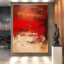 Load image into Gallery viewer, Large Rich Red Abstract Art - Ideal for Dramatic Bedroom & Upscale Lounge LargeART0776