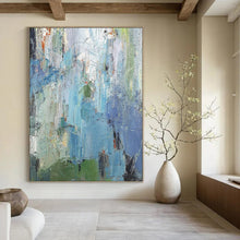 Load image into Gallery viewer, Textured Abstract Art, Cool Color Palette for Relaxing Reading Nook & Coastal Home Office LargeART2262