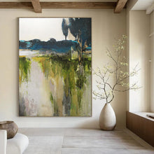 Load image into Gallery viewer, Green - Toned Abstract Landscape Painting, Suited for Nature - Lover’s Study & Cozy Cottage Living Room LargeART1925