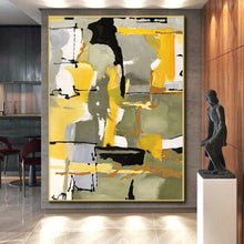 Load image into Gallery viewer, Large - Scale Yellow - Green Abstract Composition Acrylic for Modern Kitchen & Creative Studio LargeART0344