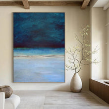 Load image into Gallery viewer, “Deep Blue Horizon” Abstract Seaside Painting on Canvas, Calming Coastal Art DKH938