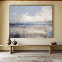 Load image into Gallery viewer, Coastal Abstract Painting with Soft Blues On Canvas for Beach House Dining Room & Relaxation Corner DKH337