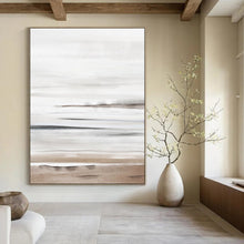 Load image into Gallery viewer, Gray & White Abstract Beach Watercolor Art, Perfect for Coastal Living Room & Relaxing Sunroom LargeART2064