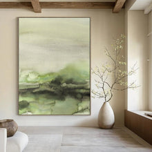Load image into Gallery viewer, Green - Hued Watercolor Abstract Landscape, Suited for Nature - Lover’s Study & Fresh Kitchen LargeART1965