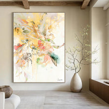 Load image into Gallery viewer, “Sunny Floral Burst” - Vibrant Yellow and Colorful Flower Art, Abstract Painting on Canvas DKH1087