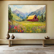 Load image into Gallery viewer, Idyllic Landscape Abstract Painting on Canvas - “Mountain Meadow Bliss” DKH727