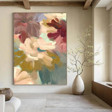 Load image into Gallery viewer, “Blush and Lavender Floral Harmony” - Pink, Purple, Blue Flower Art on Canvas DKH1353