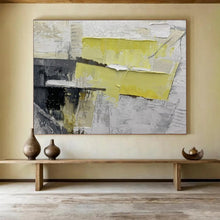 Load image into Gallery viewer, Bold Yellow & Gray Abstract Painting on Canvas - “Urban Spark” DKH595