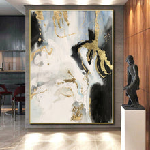 Load image into Gallery viewer, Oversized Gray and Gold Abstract Splash Acrylic for Luxury Spa & High - End Art Salon LargeART0363