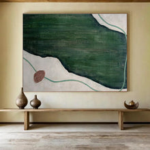 Load image into Gallery viewer, Green - White Abstract Landscape Painting on Canvas - “Nature’s Path” DKH610
