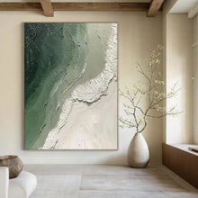 Load image into Gallery viewer, Textured Green & White Abstract Painting - Ideal for Home Office & Meditation Room LargeART2353