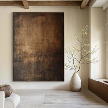 Load image into Gallery viewer, Dark Brown Textured Abstract Art for Industrial - style Restaurant & Rustic Home Library LargeART0944