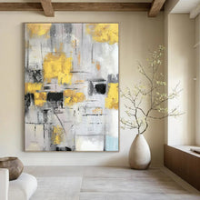 Load image into Gallery viewer, Gray & Yellow Abstract Canvas Painting, Ideal for Modern Living Room & Stylish Office LargeART1314