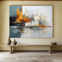Load image into Gallery viewer, Urban Abstraction Grey, Orange & Dynamic Textures on Canvas DLZ002