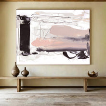 Load image into Gallery viewer, Elegant Black - White - Pink Abstract Acrylic painting DLZ143