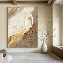 Load image into Gallery viewer, “Neutral Tones with Gold Accents” - Luxe Abstract Art on Canvas DKH1487