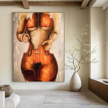 Load image into Gallery viewer, “Cello - Shaped Figure” - Surrealist Figurative Art on Canvas DKH1648