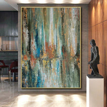 Load image into Gallery viewer, Hand - painted Large - sized Forest - Inspired Abstract Reflections Acrylic Art for Nature - Themed Living Rooms LargeART0049