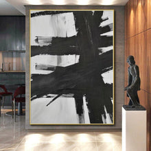Load image into Gallery viewer, Massive Bold Black - White Abstract Acrylic for Gallery - like Home LargeART0266