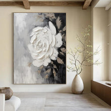 Load image into Gallery viewer, Textured White Rose Abstract Painting, Suited for Elegant Bedroom & Sophisticated Salon LargeART1466