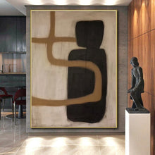 Load image into Gallery viewer, Black and Brown Curves Acrylic Art - Great for Hallway & Studio Decoration LargeART0536