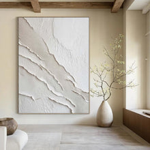 Load image into Gallery viewer, Large - Scale Hand - painted White Textured Lines Acrylic Art for Minimalist Galleries LargeART0172