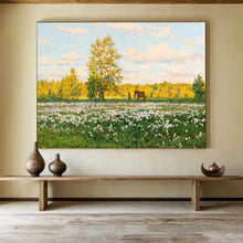 Load image into Gallery viewer, “Sunny Meadow with Horse” - Landscape Abstract Acrylic, Good for Study and Garden Room DLZ216