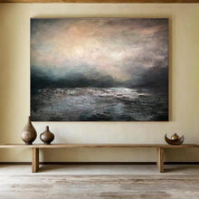 Load image into Gallery viewer, Moody Seascape Painting on Canvas - “Atmospheric Ocean” DKH769
