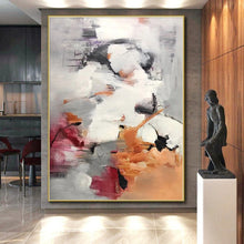 Load image into Gallery viewer, Massive Gray - Orange Abstract Fusion Acrylic for Art - Loving Lounge LargeART0300