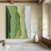 Load image into Gallery viewer, “Textured Green Layers” - Green Abstract Art on Canvas DKH1196