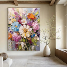Load image into Gallery viewer, “Impasto Flower Bouquet” - Textured Floral Art on Canvas DKH1593