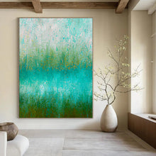 Load image into Gallery viewer, Turquoise and Green Textured Field Abstract Canvas Painting, Perfect for Bohemian Bedroom & Nature - Inspired Café LargeART1235