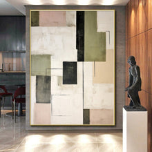 Load image into Gallery viewer, Oversized Black - Green Geometric Abstract Art for Industrial Loft & Creative Studio LargeART0397