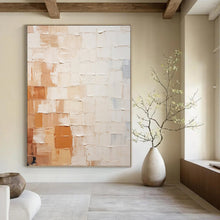 Load image into Gallery viewer, “Soft Color Block Textured Abstract” - Beige, Brown, White Abstract Art on Canvas DKH1331