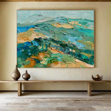 Load image into Gallery viewer, Textured Green - Blue Landscape Abstract Painting On Canvas DKH341
