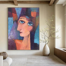 Load image into Gallery viewer, Colorful Cubist Portrait Abstract Painting, Perfect for Art - Lover’s Bedroom & Bohemian Living Room LargeART1997