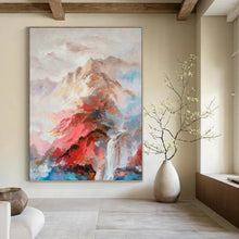 Load image into Gallery viewer, “Romantic Mountain Landscape in Color” - Pink, Blue, Purple Scenic Art on Canvas DKH1348