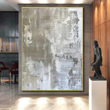 Load image into Gallery viewer, Silver - Gray Abstract Art for Modern Monochrome Home & Art Gallery LargeART0852