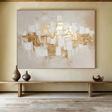 Load image into Gallery viewer, Gold & White Abstract - Luxe Living Room Art LargeART1552