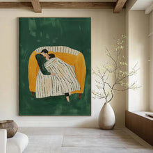 Load image into Gallery viewer, Green - Orange Abstract Intimate Scene Art, Ideal for Romantic Living Room & Loving Bedroom LargeART2050