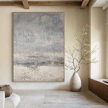 Load image into Gallery viewer, “Foggy Grid” – Gray & Beige Textured Abstract Acrylic with Subtle Patterns DTP058